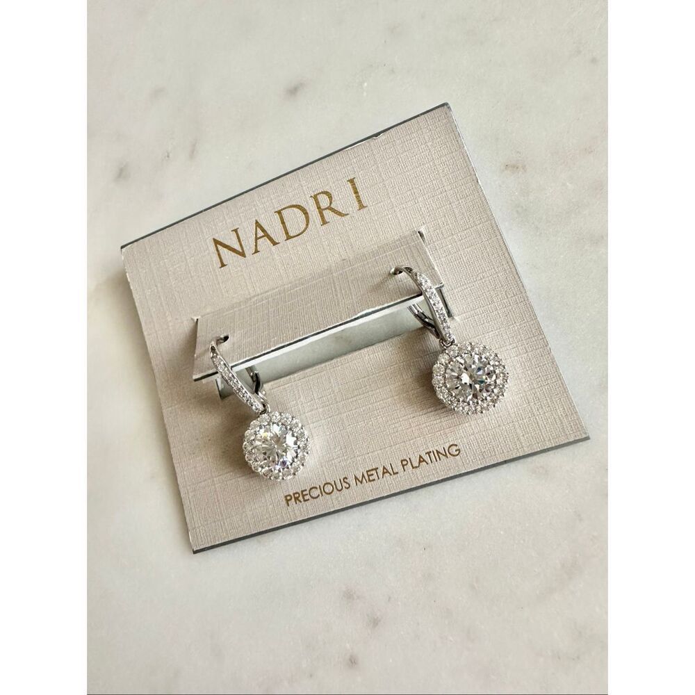 Nadri - Framed Round Cubic Zirconia Drop Earrings